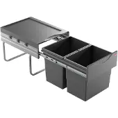 Hailo Tandem RB voluittrek afvalsysteem vanaf kastbreedte 40cm donker grijs 36 liter (2x18)