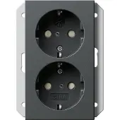 Gira Dubbele wandcontactdoos SCHUKO, 1-voudig, antraciet (273128)