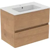 Ideal standard Ide Meubelpack Wastafel + Onderkast 70 Cm 2 Laden Na Oak