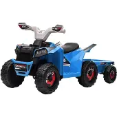 Aosom Kinderquad, elektrisch kinderquad, 6V elektrische auto met aanhanger, blauw