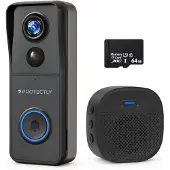 Siltcon Protectly Slimme Draadloze Video Deurbel Met Camera - Deurbellen Met Camera - Deurbel Draadloos WiFi - Waterdicht - Incl. Gong - Incl. 64GB SD - Geen abonnement - 4K Ultra HD