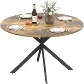 HOMCOM Eettafel van rundleder, geschikt voor 4 personen, keukentafel in industriële stijl
