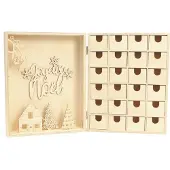 Graine Créative Houten Adventskalender, Kerst, 24 lades, 3D-figuren