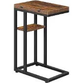 Sonstiges HOOBRO C-vorm bijzettafel, inklapbare salontafel, opbergrek, donkerbruin