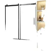 Vevor Frameloze glazen schuifdeur voor badkuip en douche (1422–1524 x 1524 mm) voor schuifdeuren in badkuip, zwarte afwerking