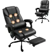 Vinsetto ergonomische bureaustoel met massagefunctie, voetsteun, kunstleer, zwart
