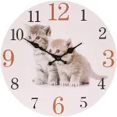 Autronic Wandklok Wandklok-diameter 34 cm-MDF-nieuwsgierige kittens (HA1807)