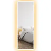 HOMCOM Volledige spiegel, 40 x 120 cm, vrijstaand model met LED-verlichting, ook geschikt als wandspiegel