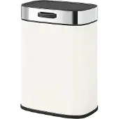 HOMCOM Trash Can-Roestvrij staal, Kunststof-21,5L x 19,5B x 30H cm-Crèmewit