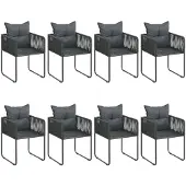 vidaXL 9-delige tuinsets, PVC riet, zwart