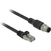 DeLOCK Cable RJ45 plug to M12 plug A-coded 8 pin Cat.5e SFTP 1 m