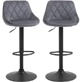 HOMCOM Barkruk Polyester, Staal 48L x 46B x 83-104H cm Donkergrijs