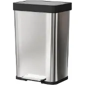 HOMCOM Trash Can-Roestvrij staal, Kunststof-44L x 36B x 66,5H cm-Zilver