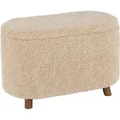 J-Line poef Opslag Teddy beige - polyester - 48 x 40 x 80 cm