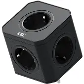 Plastrol Compacte stekkeradapter met 5x 230V Schuko-stopcontacten, zwart