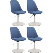 CLP Set van 4 eetkamerstoelen Maverick, bekleed met stof, draaibaar en met traploos verstelbare hoogte, blauw, met een wit frame