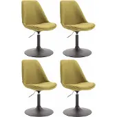 CLP Set van 4 eetkamerstoelen Maverick, bekleed met stof, draaibaar en met traploos verstelbare hoogte, kleur groen, frame in zwarte kleur