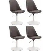 CLP Set van 4 eetkamerstoelen Maverick, bekleed met stof, draaibaar en met traploos verstelbare hoogte, donkergrijs, met een wit frame