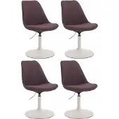 CLP Set van 4 eetkamerstoelen Maverick, bekleed met stof, draaibaar en met traploos verstelbare hoogte, bruin, met een wit frame