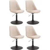 CLP Set van 4 eetkamerstoelen Maverick, bekleed met stof, draaibaar en met traploos verstelbare hoogte, kleur crème, frame in zwart