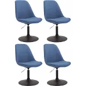 CLP Set van 4 eetkamerstoelen Maverick, bekleed met stof, draaibaar en met traploos verstelbare hoogte, blauw, met een zwart frame