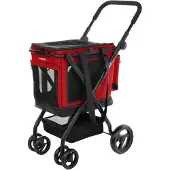 Homecall 3-in-1 hondenbuggy en kattenbuggy, geschikt tot 25 kg – opvouwbaar, aluminium frame, gaas, regenbescherming