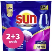 SUN 2+3 Gratis: Brilliant Shine All-in 1 Vaatwastabletten 26 Stuks