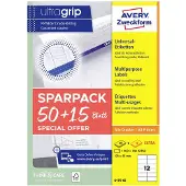 Avery-Zweckform 6175-65 Universele etiketten 105 x 48 mm Papier Wit 65 vellen Permanent hechtend Inkjet, Laser (zwart/wit), Laser (kleur), Kopiëren