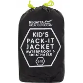 Regatta kinderjas Kid Pack It III, waterdichte buitenjas, maat 3XL, zwart