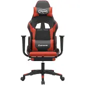 vidaXL Gaming stoel met massagefunctie en voetsteun, zwart en rood, kunstleer