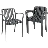Outsunny tuinstoelen, set van 4, stapelbare terrasstoelen met lamellenstructuur