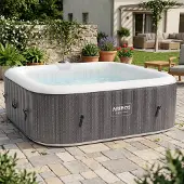 Arebos Opblaasbaar bubbelbad "Barcelona", 185x185 cm, geschikt voor binnen- en buitengebruik, met verwarming, 910 liter, inclusief afdekking, bubbelbad en wellnessmassage, geschikt voor 6 personen