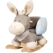 Nattou schommeldier ezel, cappuccino kleur, geschikt voor kinderen van 10-36 maanden, afmetingen 60 x 39 x 50 cm, blauw