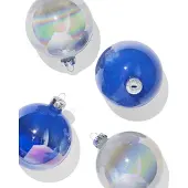 HEMA Kerstballen Set 8.5cm Glans Zilver-blauw - 4 Stuks (multi)