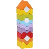 Cubika Holzturmblokken: Stapelbaar, Verschillende Motieven En Kleuren, Constructiespeelset