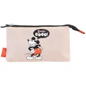 Grupo Erik Erik Editores Disney Mickey 100e Verjaardag, etui met 3 compartimenten, beige. Beige, one size