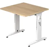 Hjh OFFICE PRO MEGA 8 W - 80 x 80 Tafelhoogte I In hoogte verstelbaar Eiken/Wit