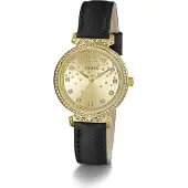 GUESS Analoog horloge 'Enchantment' goud / zwart / transparant