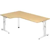 Hjh OFFICE PRO MEGA 82 W - Hout C Voet zilver 200 x 120 Tafelhoogte I In hoogte verstelbaar Esdoorn/Wit