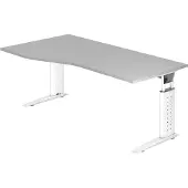 Hjh OFFICE PRO UNDA 18 W - 180 x 100 Tafelhoogte I In hoogte verstelbaar Grijs/Wit