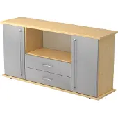 Hjh OFFICE PRO KAPA SB | Dressoir | met deuren + laden - Esdoorn/Zilver Sideboard Rail handvat (kunststof)