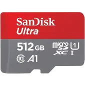 SanDisk microSDHC Ultra 512GB (UHS-1/Cl.10/100MB/s) + Adapter, geschikt voor tablets (00215485)