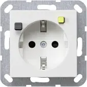 Gira 267703, FI-veiligheidscontactdoos, 30mA, met shuttersysteem, kleur: Reinweiß glänzend