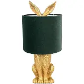 Clayre & Eef Tafel lamp, konijn, diameter 20x43 cm, goudkleurig, groen, polyresin