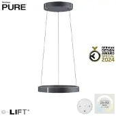 Paul Neuhaus Ronde hanglamp Pure E-Clipse grijs Ø 50cm
