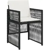 vidaXL 13-delige Tuinset met kussens poly rattan zwart