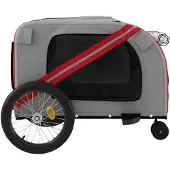 vidaXL Hondenfietstrailer oxford stof en ijzer rood en grijs