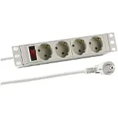 EFB Elektronik EFB Elektronik, 10-inch, 1HE stekkerdoos met 4x CEE 7/3 stopcontacten en schakelaar, aluminium, grijs