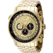 Invicta Aviator 49081 Herenhorloge - Quartz Uurwerk - Roestvrij Staal met Gouden Wijzerplaat - 49 mm