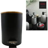 Spirella Pedaalemmer 5L - ADONIS - Prullenbak Badkamer - Bamboo - Zwart